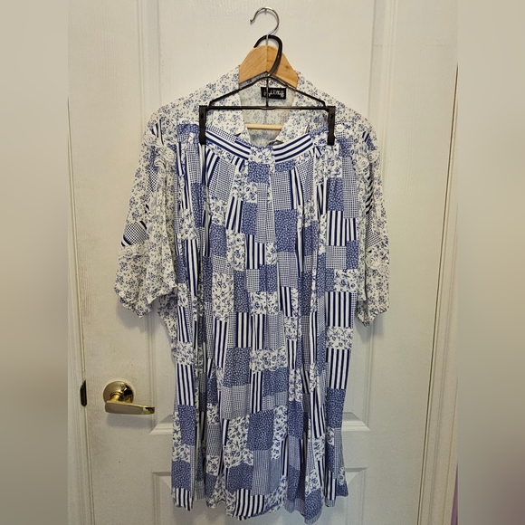 Vintage Blue & White Patchwork Set - includes blouse and skirt - Picture 4 of 13